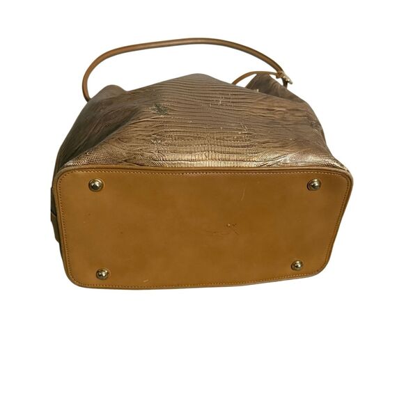 Brahmin Women's Embossed Leather Drawstring Trina Bucket Shoulder Bag Brown OS - Picture 9 of 11